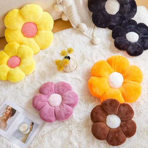Kcvvcr Dusty Blue Flower Pillow, 17.7" Flower Shaped Plush Decorative Throw Pillow for Bed - color: Dusty Purple, size: 17.7 Inch