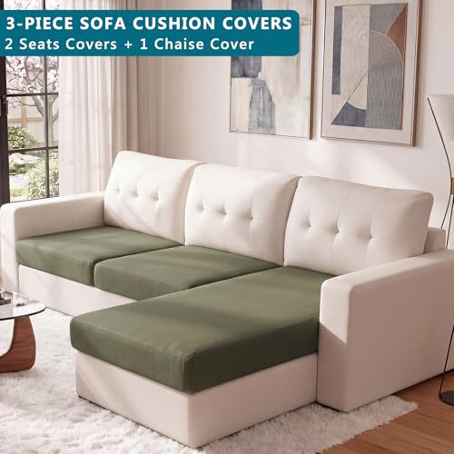KRFOONN Waterproof Couch Cushion Covers Stretch Seat Cushion Cover, 07 - color: Color 07, size: 2 Seat Cover+ 1 Chaise Cover