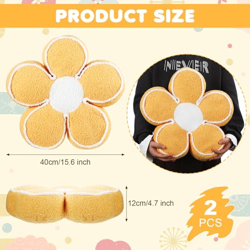 Menkxi 2 Pack Flower Pillows Cute Flower Shaped Pillows Daisy Pillow Throw Soft Floor Cushion for Living Room Bedroom Sofa Couch Winter Warm Decoration 15.7 Inch(Yellow) - color: Yellow