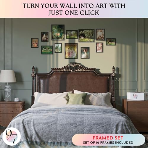 97 Decor Framed Victorian Wall Art, 12 Pcs Vintage Prints, Black Frame - color: Baroque Victorian Gx8x10, size: FRAMED