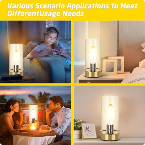 Table Lamp for Bedroom Living Room, Bedside Modern Nightstand Lamp - color: Gold-Clear