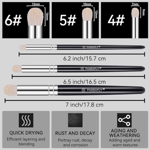 PANDAFLY Drybrush Set, 3 Sizes Hobby Detail Paint Brush Set - size: 3 Sizes