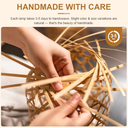 Frideko Bamboo Wall Sconces Set of Two Plug in, Boho Wall Lamp with Plug in Cord, Farmhouse Wall Light Fixtures with 9.84FT On/Off Switch Cord, Rattan Sconces Wall Lighting for Bedroom Living Room - color: Orange(2PC)