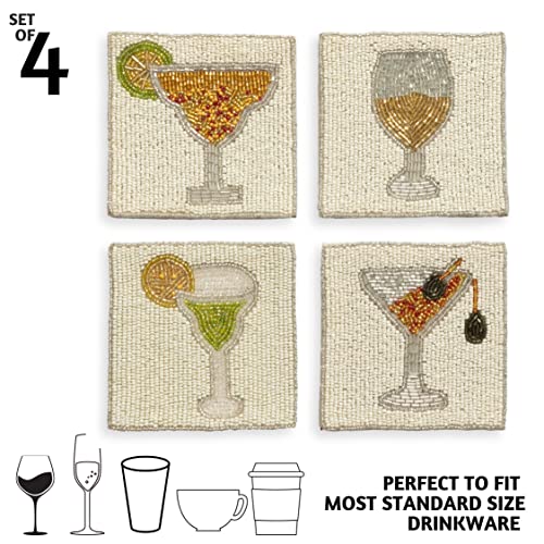 Folkulture Coasters Set of 4 for Drink, Coffee Bar Accessories, Table Décor - color: Cocktail