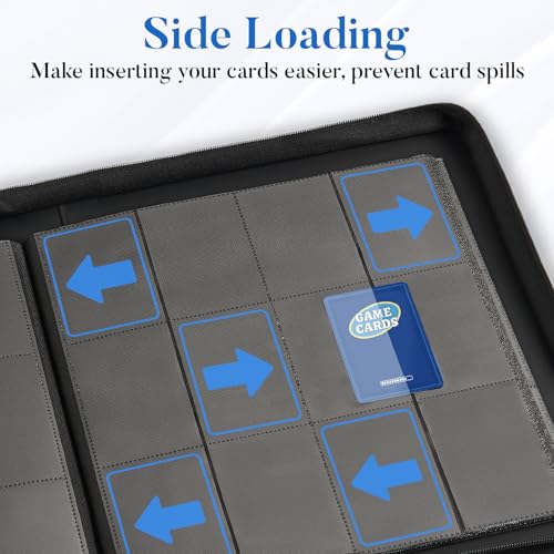Premium Zip Card Binder 12 Pocket, Fabmaker 912 Pocket Trading Card Binder - color: Black, size: 12 Pocket - 15" x 13.6"