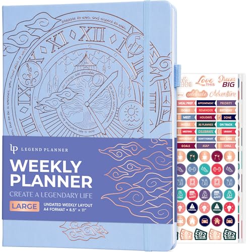 Legend Planner Undated, Weekly & Daily Goal Journal, A4 Periwinkle Gold - color: Periwinkle Gold (Undated), size: A4 (8.2'' x 11'')
