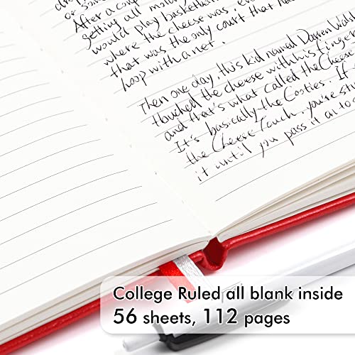 feela 3 Pack Pocket Notebook Journals with 3 Black Pens, A6 Mini Cute Small Journal Notebook Bulk Hardcover College Ruled Notepad with Pen Holder for Office School Supplies, 3.5”x 5.5”, Red - color: A6 3 Red