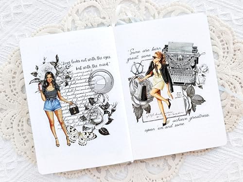 WT Wide PET Tape, Journal Scrapbook Bujo Planner DIY Craft Supplies, Chic Attitude, Fashion Outfit Girls Decorative Tape, Characters, Transparent Clear Adhesive, Single Roll, Original Designs - color: WT Chic Attitude Wide PET Tape