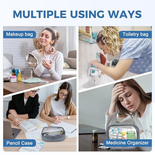 Moyad TSA Approved Toiletry Bag Clear Quart Size Travel Bags Makeup Bag - color: Grey, size: 2 Pack