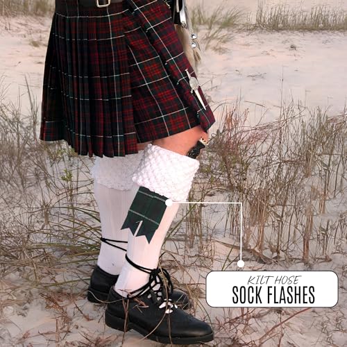 EZE Kilt Flashes for Men with Heavy Buckle Adjusters, Plain & Tartan Kilt Sock Flashes Acrylic Wool - color: Graham Modern