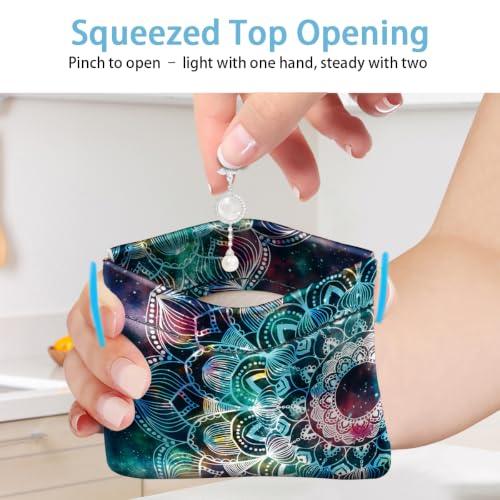 Mandala Squeeze Coin Purse Pouch Small Makeup Bag for Purse - color: Mandala, size: Small (4.4"x3.85")