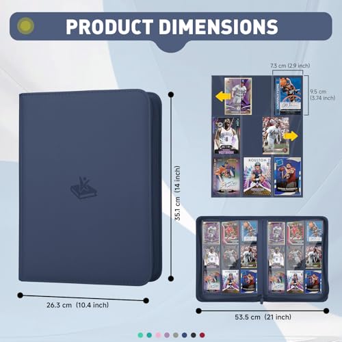 Trading Card Binder 9 Pocket, 360 Pockets Card Collection Binder - color: Navy Blue