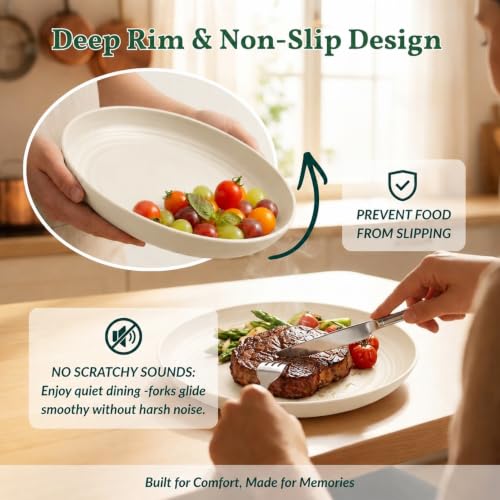 Homienly Dessert Plates - 8 Inch Wheat Straw Plates Set, Dinner Plates Set of 8, Appetizer Plates, Lightweight Unbreakable Plates, Microwave Safe Plates, Deep Plates for Dinner - Beige - color: Beige, size: 8 Inch