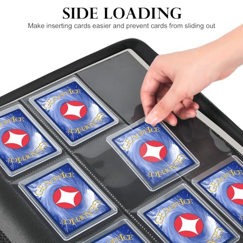 GEAoffice 9 Pockets Top Loader Binder Holds 324 Cards, Zip Closure, Black - color: Black