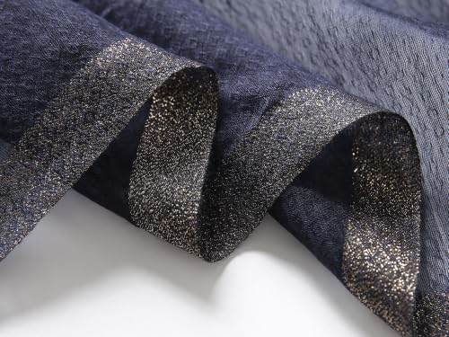 Jeelow Long Silk Blend Embroidered Floral Shawl Scarf Wrap for Women - color: Rose Beaded Navy
