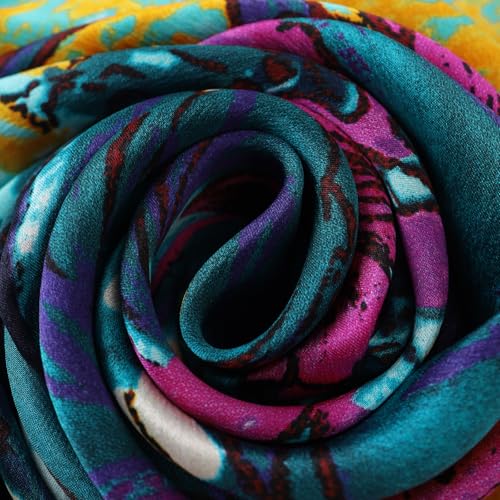 JWSilk Long Charmeuse Silk Scarf Classic Art Print - color: Purple Iris By Van Gogh