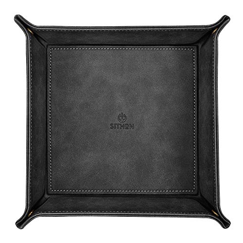 SITHON Valet Tray Desktop Storage Organizer Nightstand Caddy Holder - color: Black