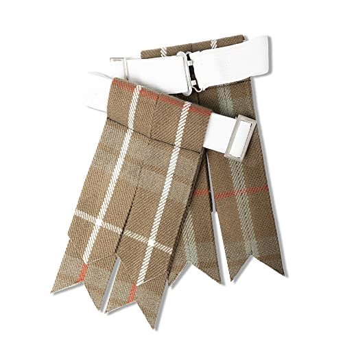 Kilt Flashes for Men with Heavy Buckle Adjusters, Plain & Tartan Kilt Sock Flashes. - color: Fraser Weathered 063flbu