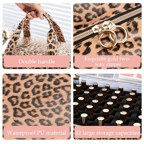 Uross Nail Polish Organizer Bag Holds 42 Bottles Nail Polish & Nail Lamp, Gel Nail Polish Organizers and Storage box for Nail Tech, Nail Kit Supplies Organizer Case - Leopard - color: Leopard, size: Large - 11 x 9.5 x 9.5 inch (42 bottles)