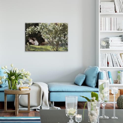Huabsad Vintage Landscape Flower Oil Painting Canvas Wall Art Antique Portrait of Woman Outdoor Garden Roses Wall Decor French Rustic Farmhouse Bedroom Aesthetic Painting Prints 12x16in Wrapped Canvas - color: Oil painting01, size: 12x16in Wood Framed