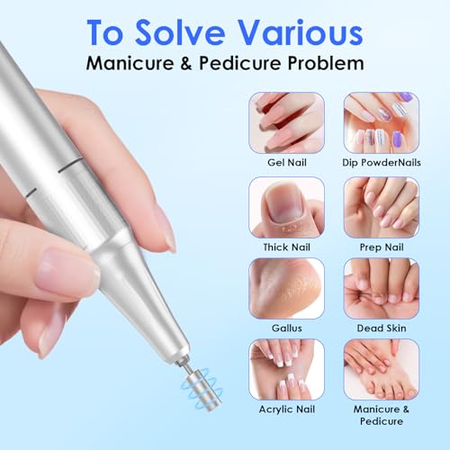 Professional Electric Nail Drill 45000RPM Cordless Nail File - color: White