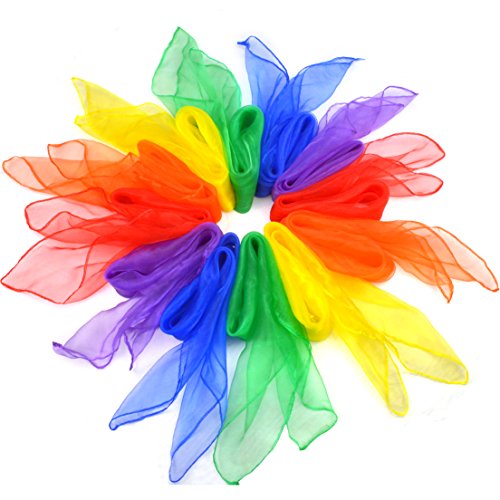 Jmkcoz 12pcs Square Juggling Silk Dance Scarves Magic Tricks Performance Props Accessories Movement Scarves Rhythm Band Scarf - color: Multicolor
