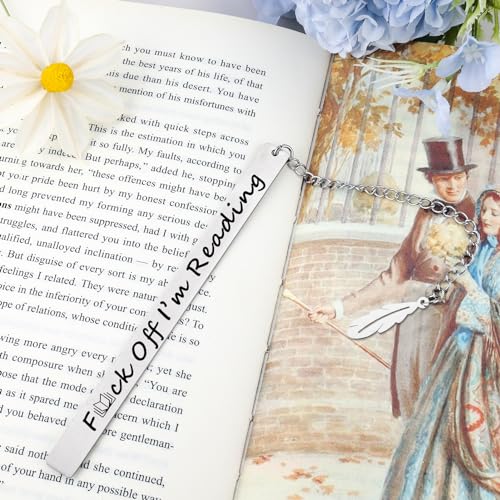 2Pcs Funny Smutty Bookmark Gifts for Men Book Lover Metal Book Mark Stainless Steel Bookmark Inspirational Women Reading Accessories Unique Friend Coworker Teacher Gifts Male Christmas Birthday Gift - style: Aa-funny