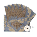 Loom and Mill Luxury Damask Placemats Double Layer, Set of 6, Grey Blue - color: Grey Blue_peyton, size: 6 Pieces