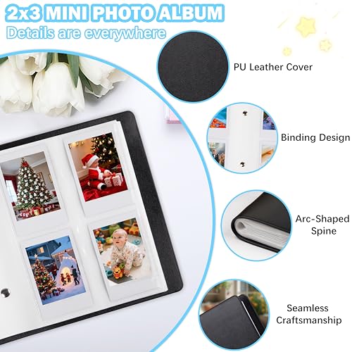 Ruibytree 320 Pockets Album for Instax Mini & Polaroid 2x3" Pictures,Black - color: Black