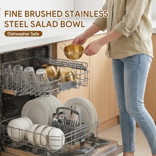 3Pcs Stainless Steel Sauce Dishes with Handles, Korean Golden Dipping Bowls