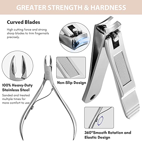 FAMILIFE Stainless Steel Manicure Set 11-in-1 Professional Nail Clipper Kit - color: Gold