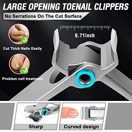 Toenail Clippers for Seniors Thick Toenails, Aucurwen Heavy Duty Toe Nail Clippers Adult Thick Nails Long Handle, Large Toenail Clippers for Thick Nails 7Pcs(Cyan) - color: Cyan