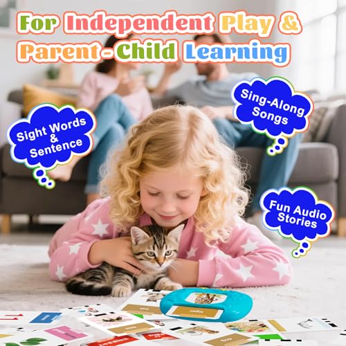 HOMESTEC Toddler Talking Flash Cards with 216 Double Sided Cards - color: Blue, style: english
