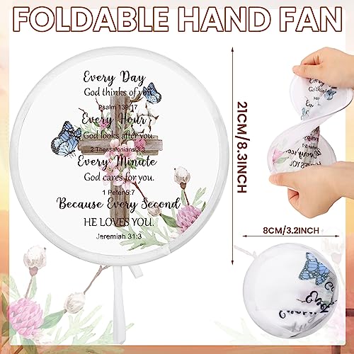 Tradder 50 Pcs Christian Church Fans Bulk Foldable Hand Fans, Floral - style: Floral