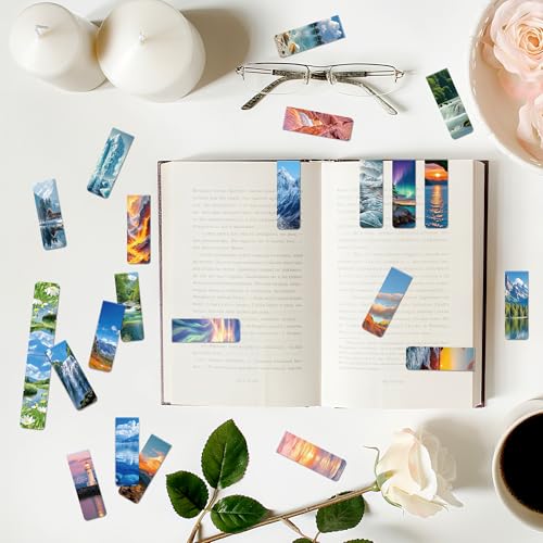 96Pack Magnetic Bookmarks for Reading,Women Men Teacher Book Lovers Gifts - style: Scenery