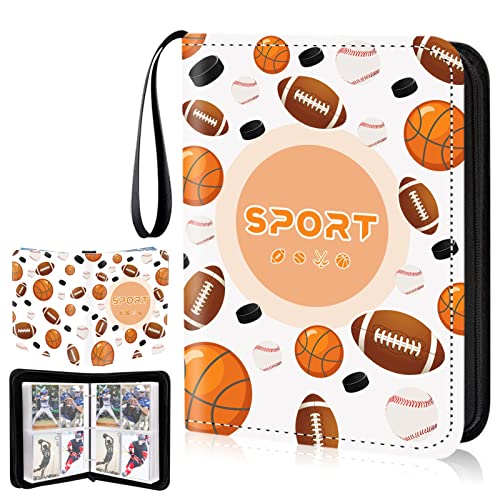 Sports Card Binder, 4-Pocket Trading Card Binder,400 Pockets Double Sided Pockets Baseball Card Binder, Football Baseball Basketball Hockey Card Collection Storage Album - color: 4-Pocket whiteball