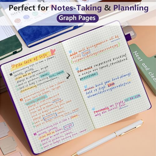 Graph Paper Notebook 5.9"×8.5", 160 Pages Grid Notebook, A5 Graphing Paper - color: Purple, size: Grid Page