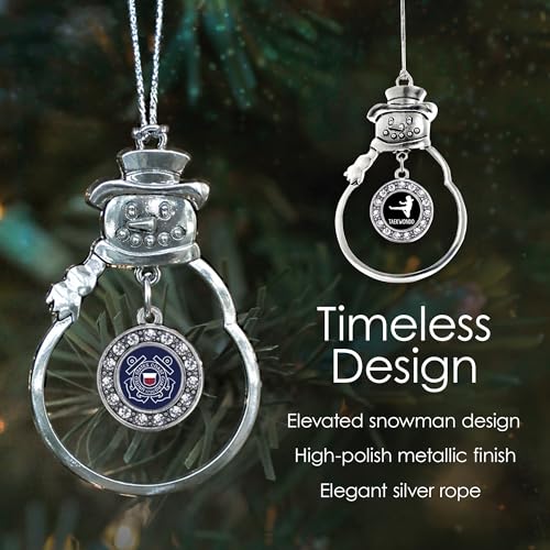 Inspired Silver - Indianapolis - Silver Christmas Ornament - Pave Heart Charm Christmas Tree Ornament with Cubic Zirconia - Snowman Hanging Decoration - style: Indianapolis