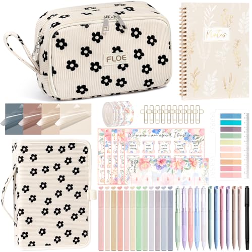 Bible Study Supplies Journaling Annotation Kit w/Bible Cover Case for Women - color: Black Floral