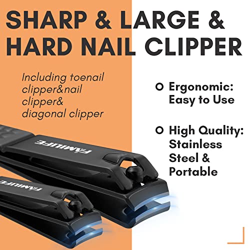 FAMILIFE Manicure Set, Professional Manicure Kit Nail Clipper Set Stainless Steel Pedicure Tools Kit with Leather Travel Case for Women Girl Men (Brown) - color: Brown