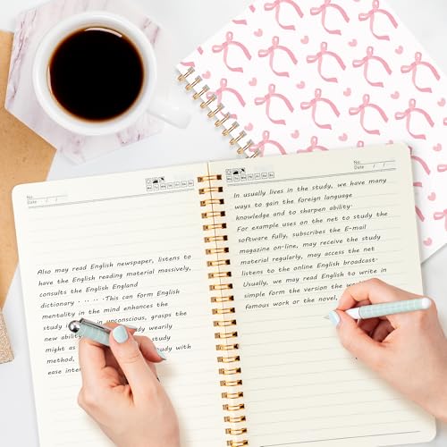 CNhoqc Pink Spiral Journal Notebook, 4Pcs A5 Watercolor Coquette Bow Cherry - color: 4-Pcs Pink Bow-A