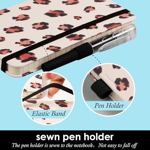 NIRMIRO Pocket Journal Notebook for Women Girls, 3 Pack Small Mini Notebook Journals with Pen, A6 (3.7" x 5.7") Leopard Cover Lined Notepad with 100GSM Thick Paper, Office Home School Supplies - color: 3 Leopard, size: A6