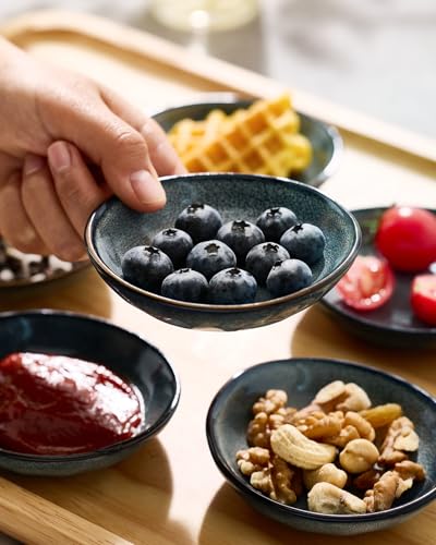 famiware Ceramic Soy Sauce Dish, 2.1oz Dipping Bowl Set of 6, Deep Forest - color: Deep Forest, size: 6pcs