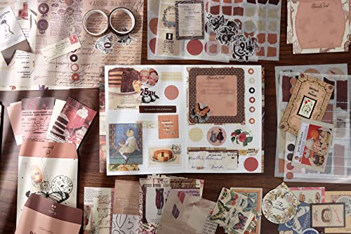 Draupnir Vintage Scrapbook Kit(346pcs), Bullet Junk Journal Kit with Journaling/Scrapbooking Supplies, Stationery, A6 Grid Notebook with Graph Ruled Pages, DIY Gift for Teen Girl Kid Women - Vintage - color: Vintage