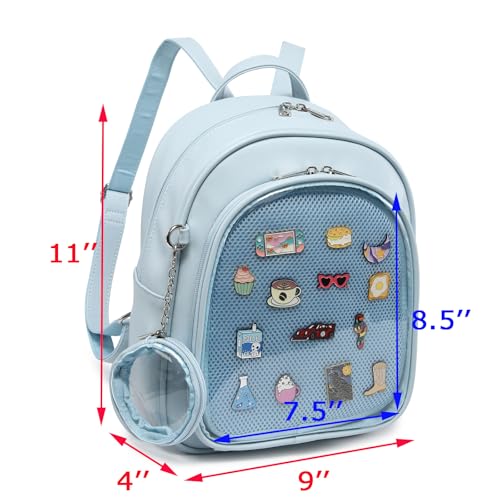 Aesthetic Kawaii Ita Backpack Pin Display Cute Purse For Anime Pins - color: Blue