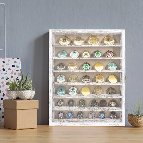 FramePro Shadow Box Frame Display Case 16x20 with Removable Shelves, Deep Memory Box Trinket Knick Knack Shelf Cabinet for Collector, Keepsake Coins Military Medals Wedding Flowers White - color: Rustic White, size: 16x20