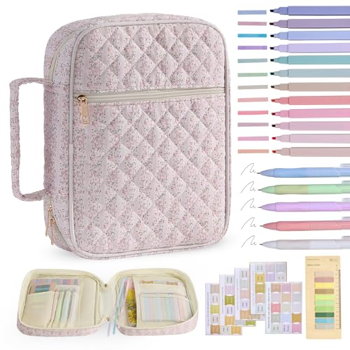 Bible Cover Case for Women Large Bible Cover Bag Quilted Bible Carrying Case for Girls Bible Study Supplies Accessories Christian Gifts for Women (Pink Floral, Large) - color: Pink Floral