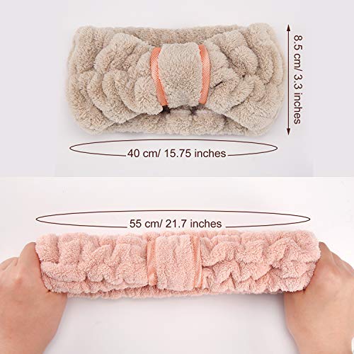 WILLBOND Spa Headband for Washing Face,Coffee, Khaki, Pink and White - color: Coffee, Khaki, Pink and White