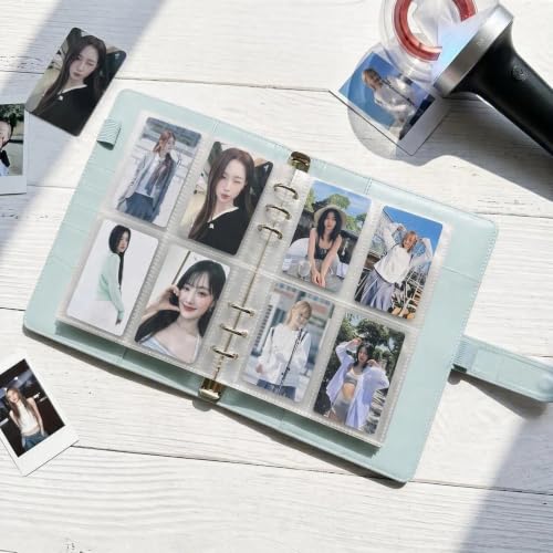 A5 Kpop Photocard Binder, 6 Ring Binder Collector’s Album with 240 Card Slots, PU Leather Binder Cover for Organizing K-Pop, Trading Cards, Game Cards & Memorabilia (Mint Blue) - color: Mint Blue