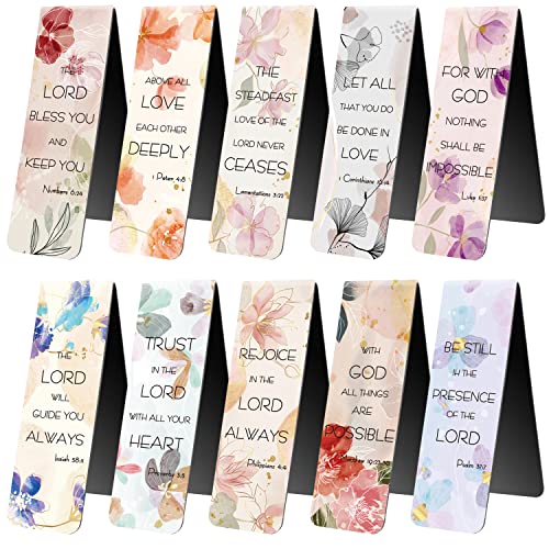Magnetic Bookmarks, Page Markers, 10 Bible Verse Designs - color: Bible Verse Bookmarks